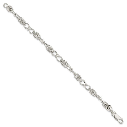 7.5 Zoll Sterlingsilber Poliert und Strukturiert Fantasie Armband