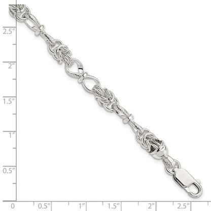 7.5 Zoll Sterlingsilber Poliert und Strukturiert Fantasie Armband