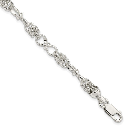 7.5 Zoll Sterlingsilber Poliert und Strukturiert Fantasie Armband