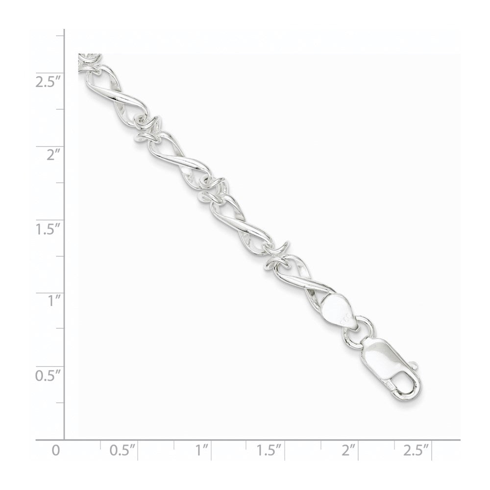 7.5 Zoll Sterlingsilber Poliert Fantasieglieder Armband