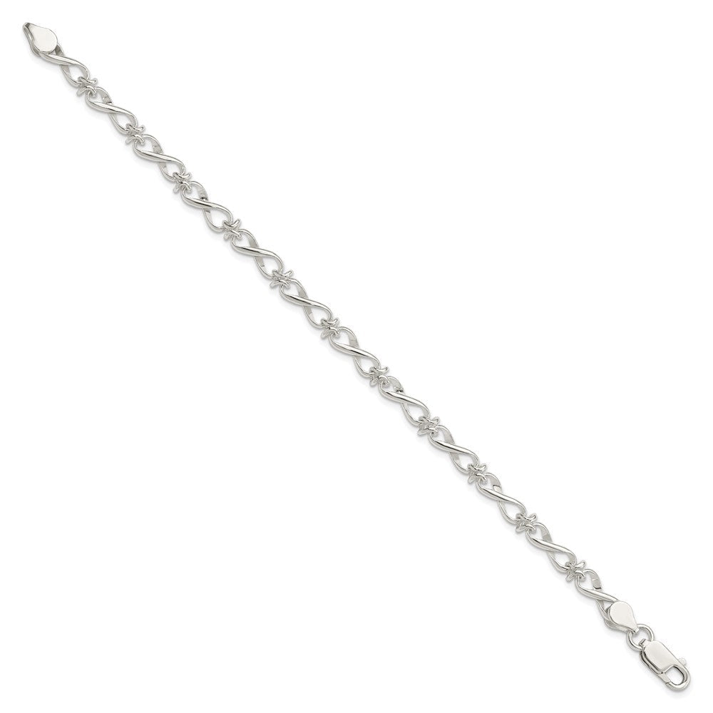 7.5 Zoll Sterlingsilber Poliert Fantasieglieder Armband