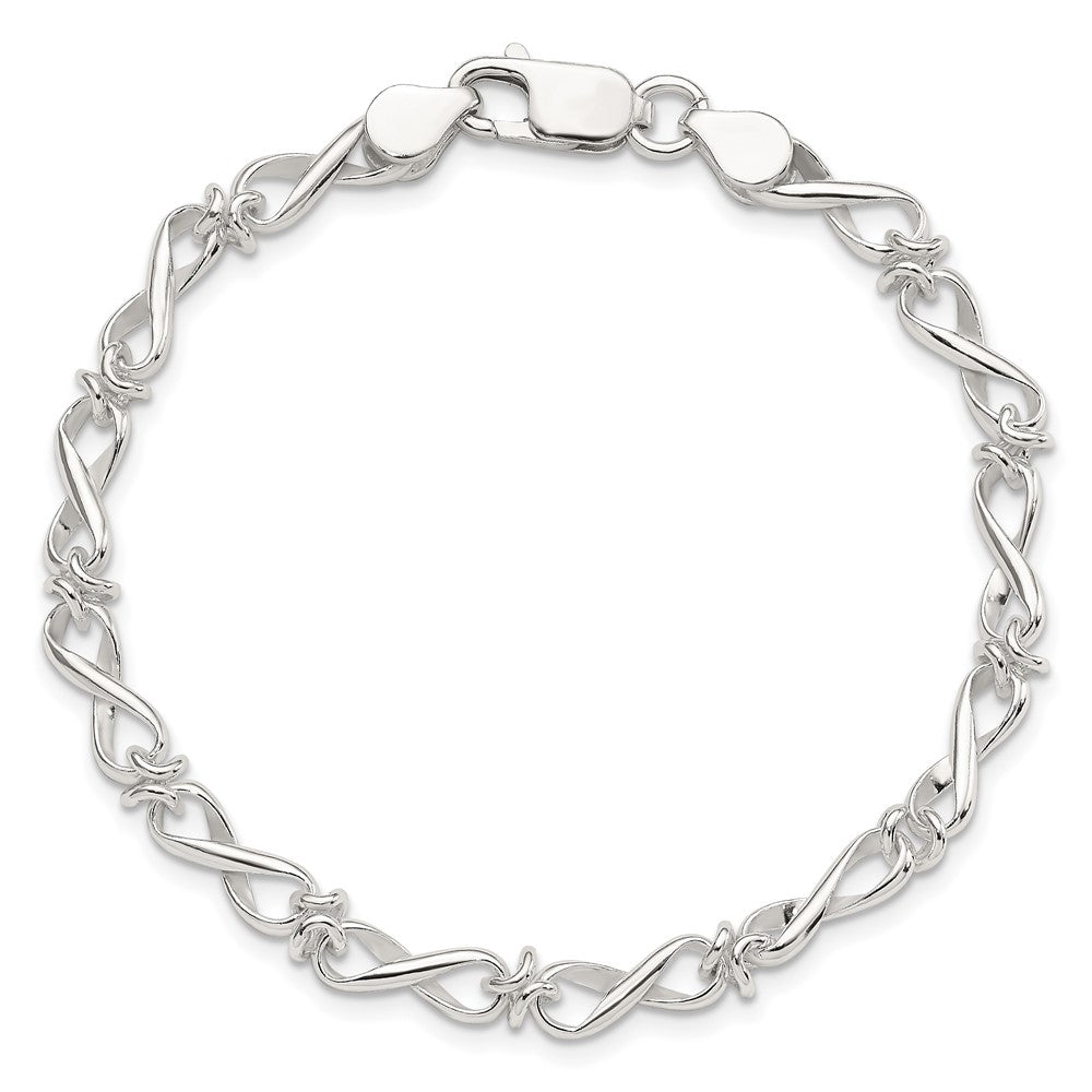 7.5 Zoll Sterlingsilber Poliert Fantasieglieder Armband