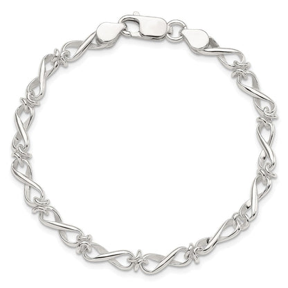 7.5 Zoll Sterlingsilber Poliert Fantasieglieder Armband