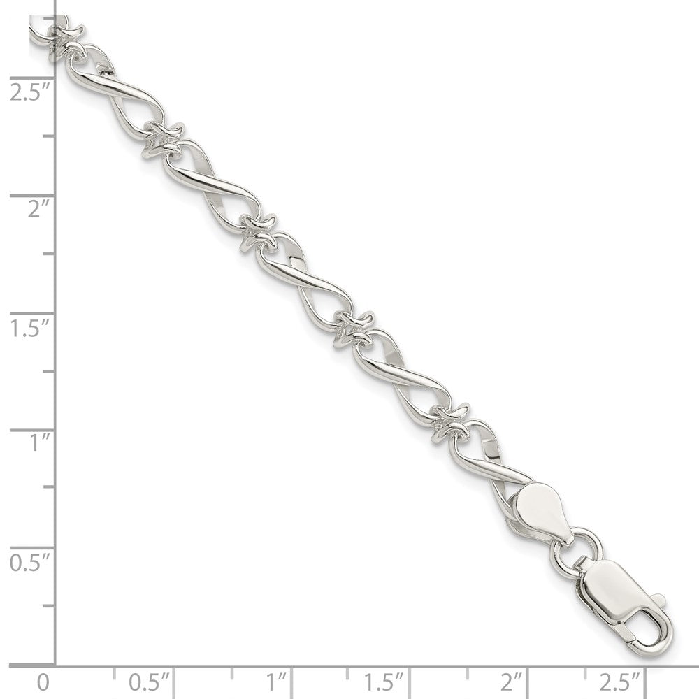 7.5 Zoll Sterlingsilber Poliert Fantasieglieder Armband
