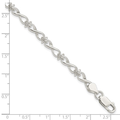 7.5 Zoll Sterlingsilber Poliert Fantasieglieder Armband
