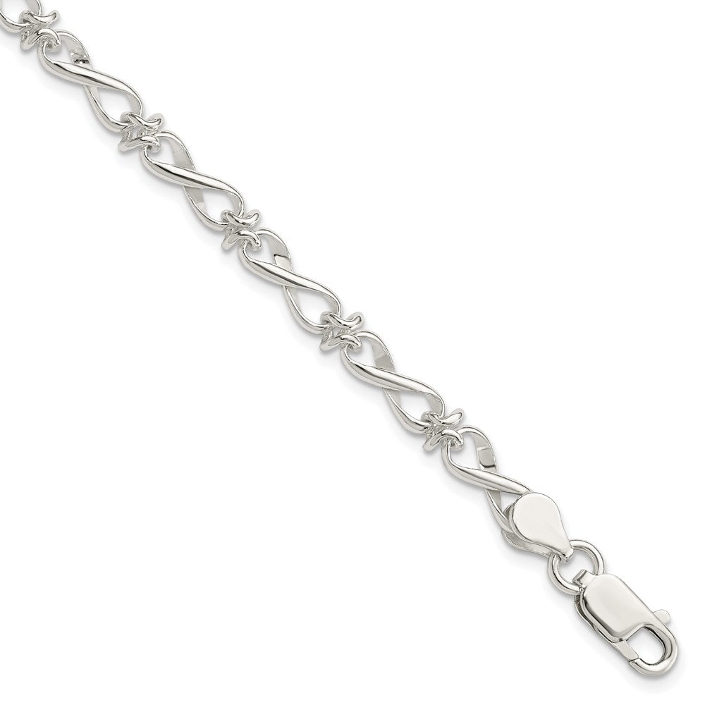 7.5 Zoll Sterlingsilber Poliert Fantasieglieder Armband