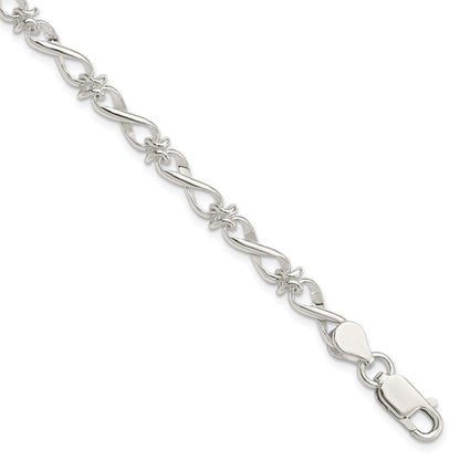 7.5 Zoll Sterlingsilber Poliert Fantasieglieder Armband