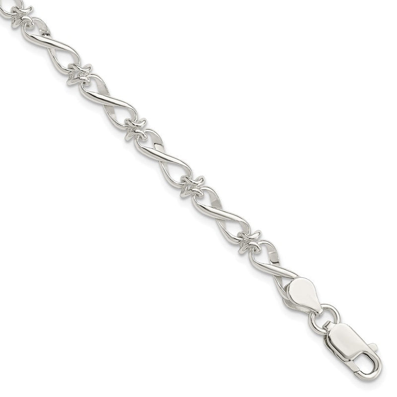 7.5 Zoll Sterlingsilber Poliert Fantasieglieder Armband