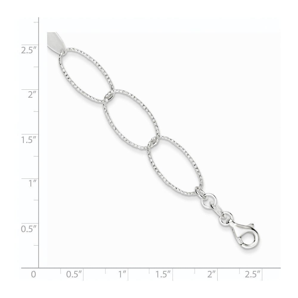 7.5 Zoll Sterlingsilber Poliert und Strukturiert Oval Glieder Armband
