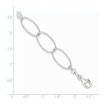 7.5 Zoll Sterlingsilber Poliert und Strukturiert Oval Glieder Armband