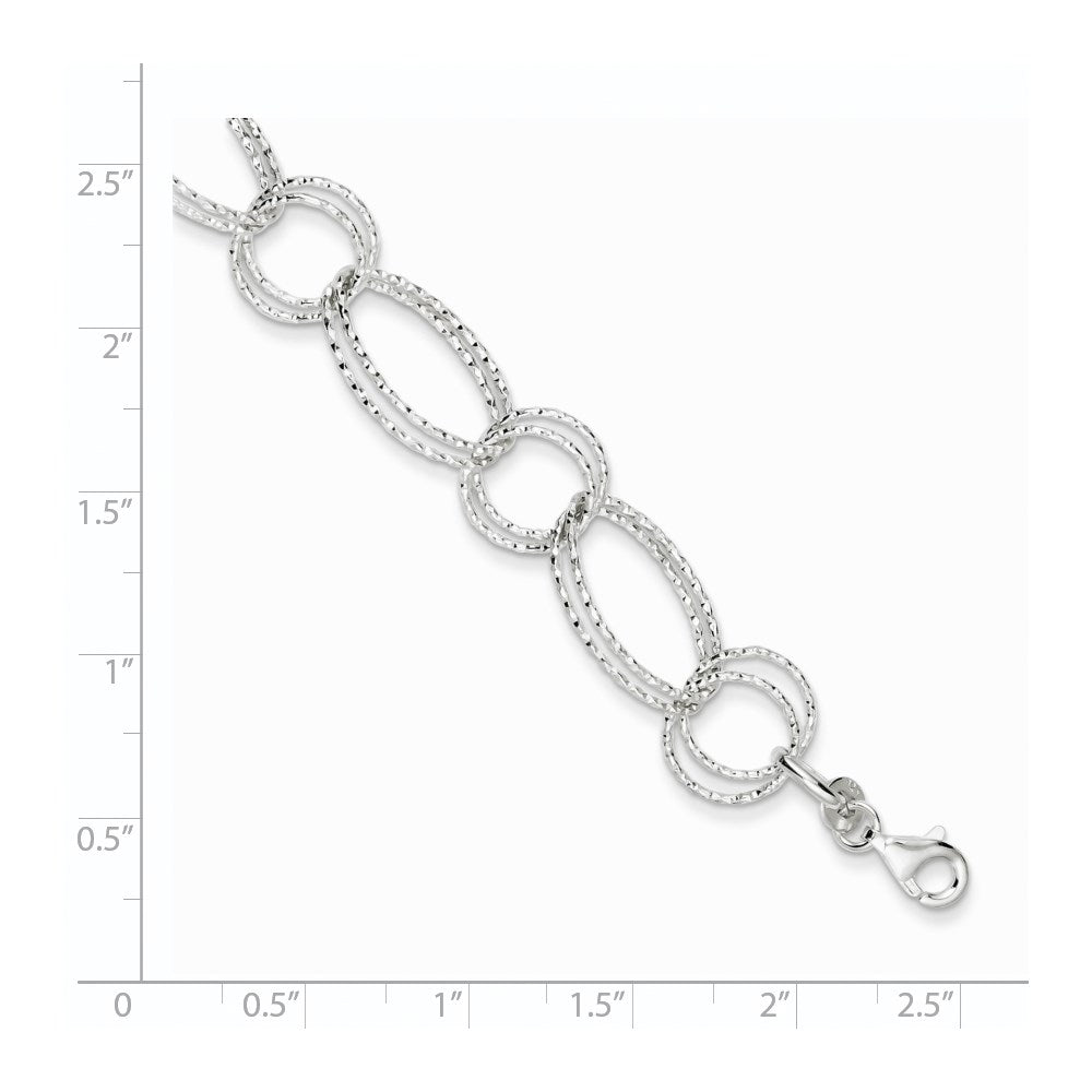 7 Zoll Sterlingsilber Strukturiert Doppelt Glieder Armband