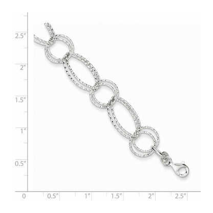 7 Zoll Sterlingsilber Strukturiert Doppelt Glieder Armband
