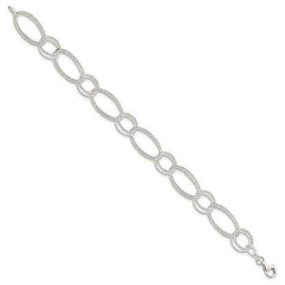 7 Zoll Sterlingsilber Strukturiert Doppelt Glieder Armband