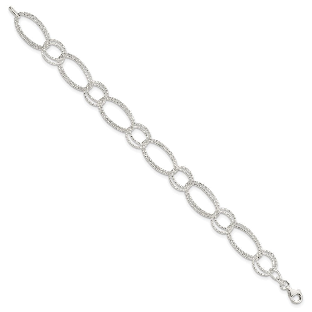 7 Zoll Sterlingsilber Strukturiert Doppelt Glieder Armband