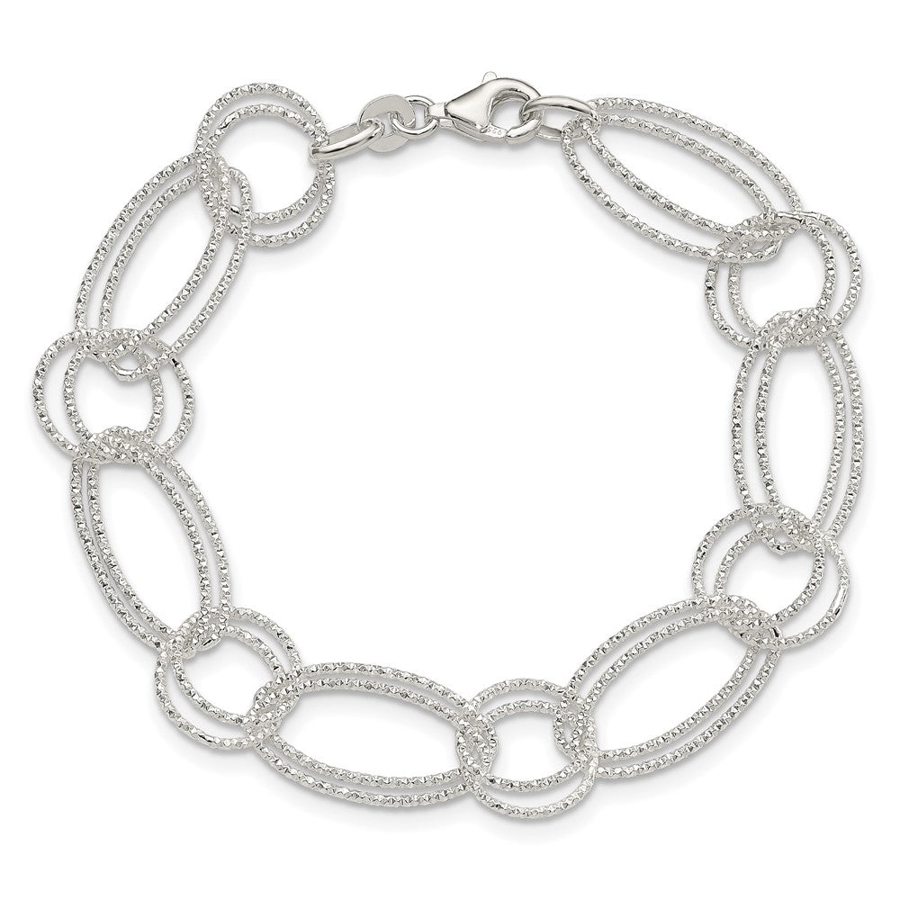 7 Zoll Sterlingsilber Strukturiert Doppelt Glieder Armband