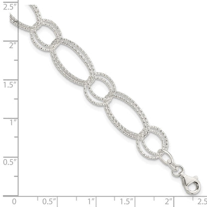 7 Zoll Sterlingsilber Strukturiert Doppelt Glieder Armband