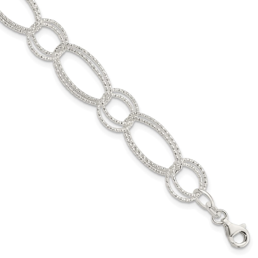 7 Zoll Sterlingsilber Strukturiert Doppelt Glieder Armband