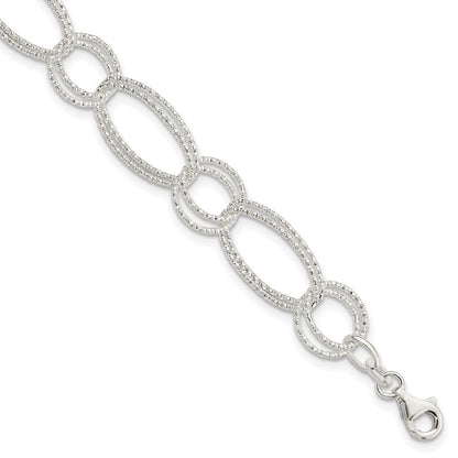 7 Zoll Sterlingsilber Strukturiert Doppelt Glieder Armband