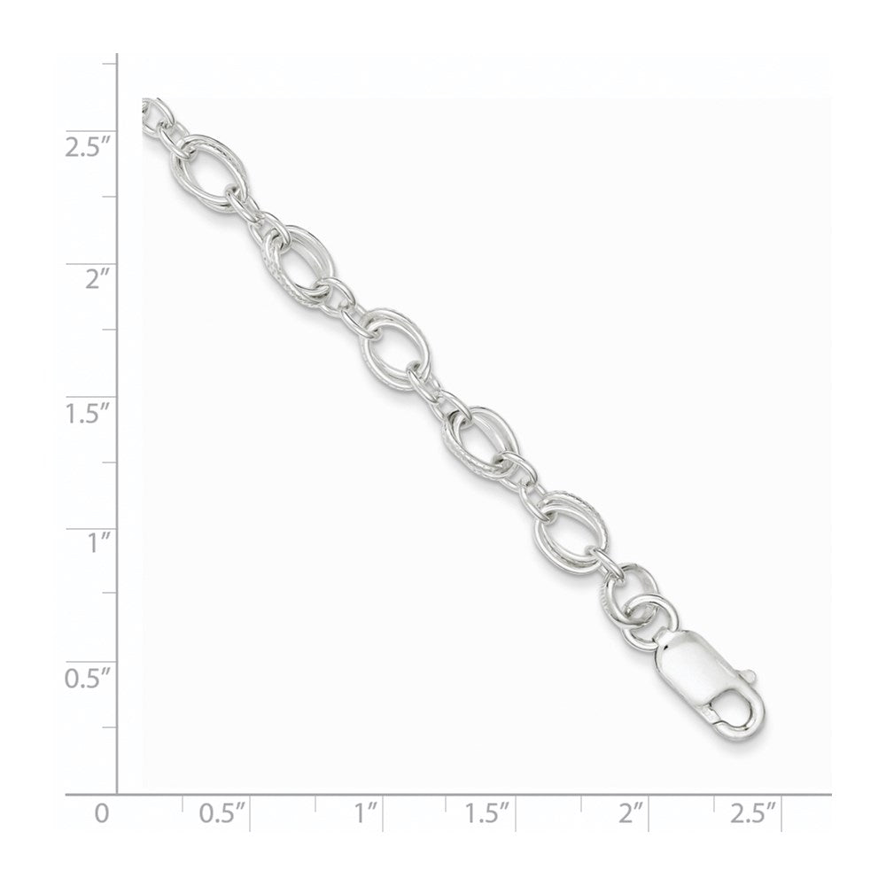 7.5 Zoll Sterlingsilber Poliert und Strukturiert 5.5mm Fantasie Armband