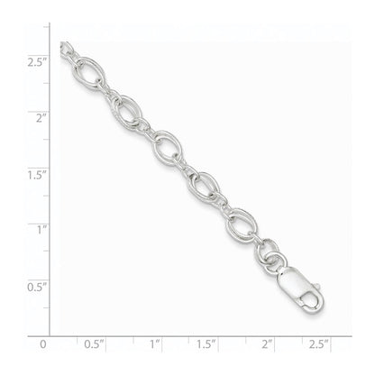 7.5 Zoll Sterlingsilber Poliert und Strukturiert 5.5mm Fantasie Armband