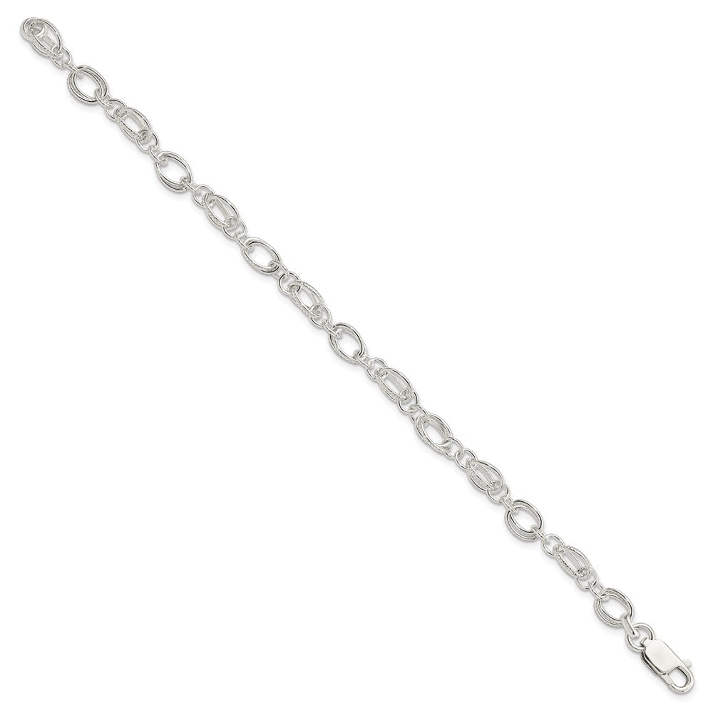 7.5 Zoll Sterlingsilber Poliert und Strukturiert 5.5mm Fantasie Armband