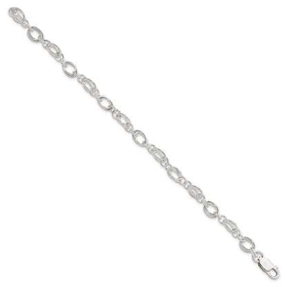 7.5 Zoll Sterlingsilber Poliert und Strukturiert 5.5mm Fantasie Armband