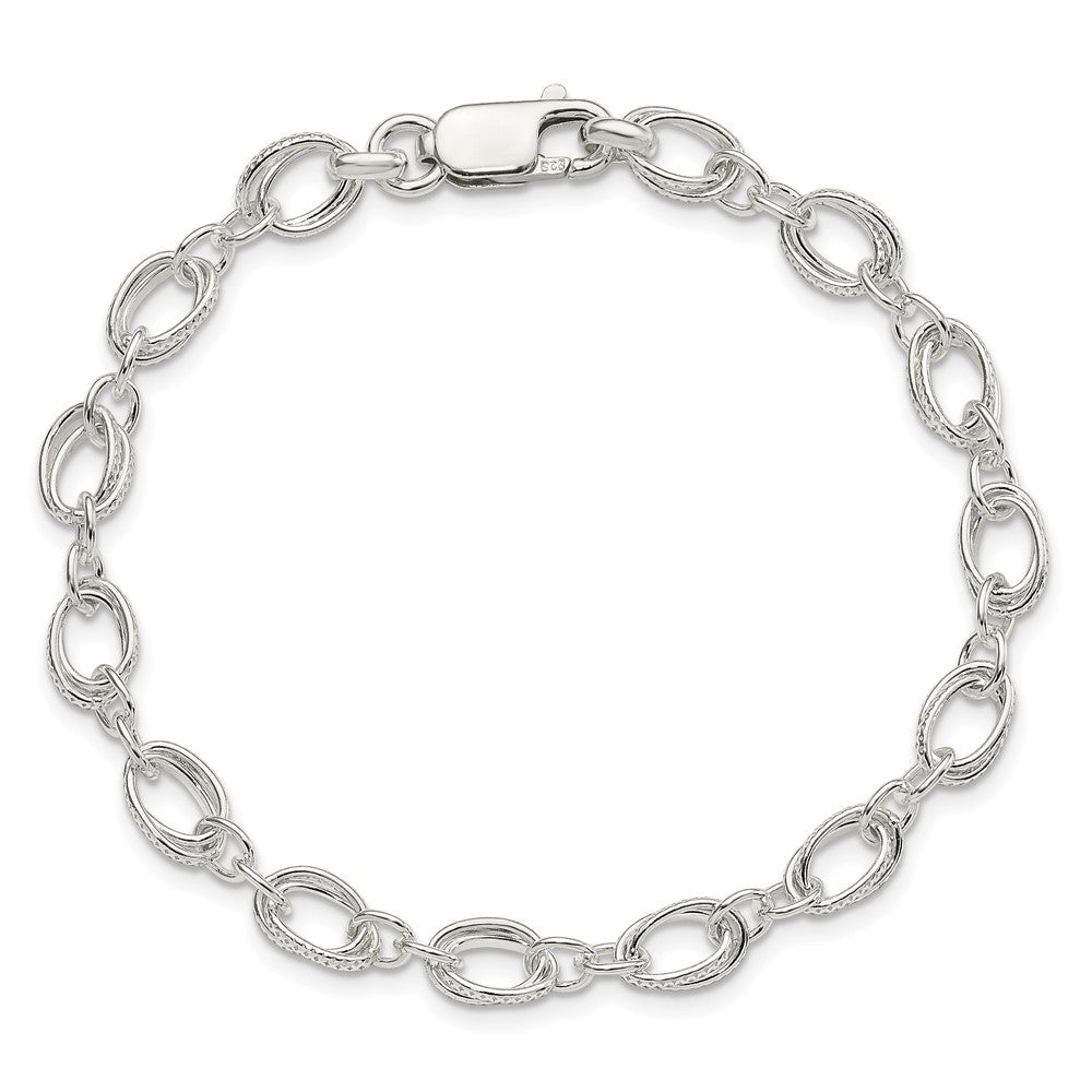 7.5 Zoll Sterlingsilber Poliert und Strukturiert 5.5mm Fantasie Armband