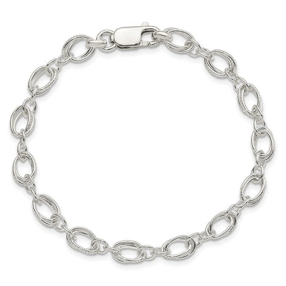 7.5 Zoll Sterlingsilber Poliert und Strukturiert 5.5mm Fantasie Armband