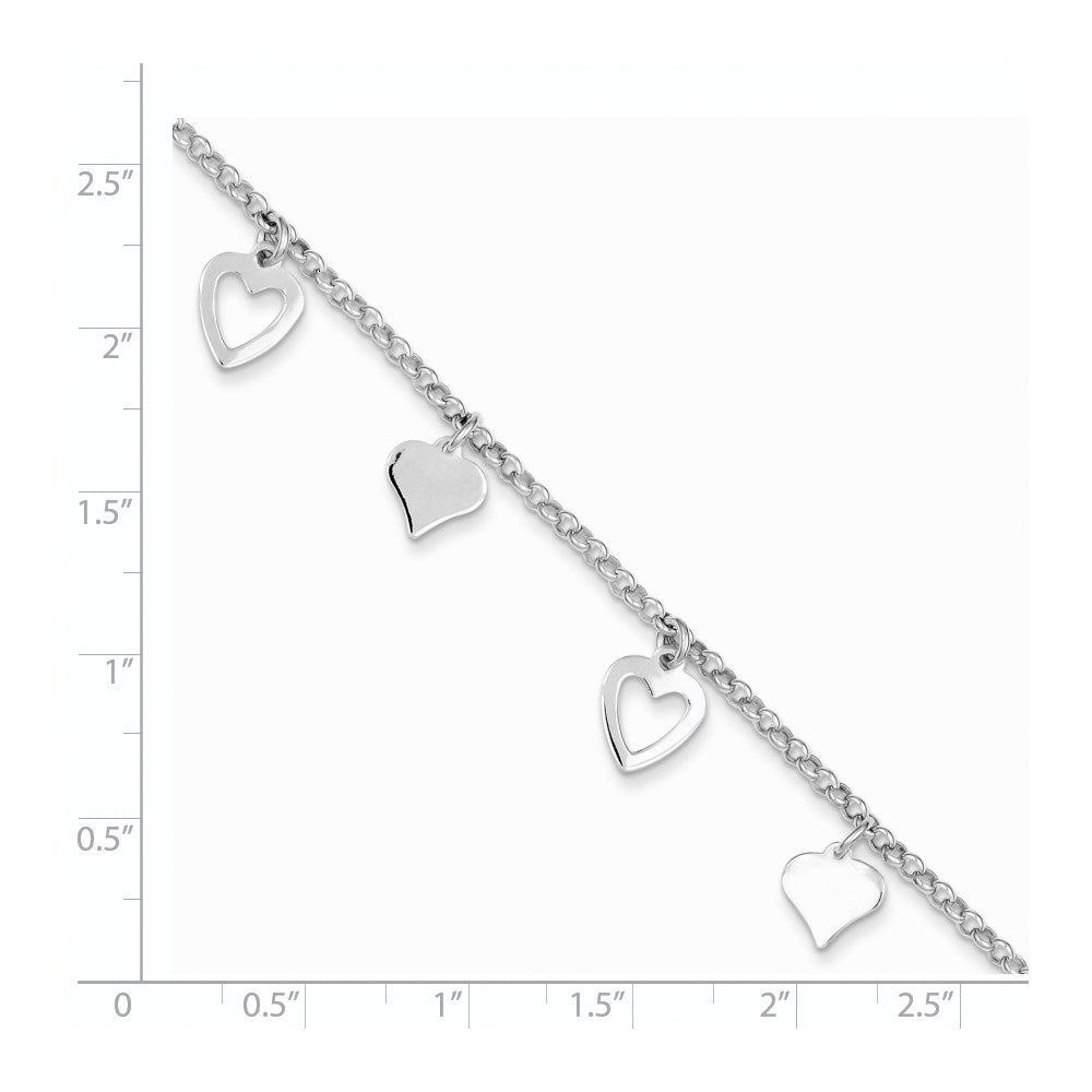 7.5 Zoll Sterlingsilber Poliert Herz Armband