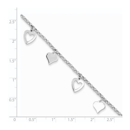 7.5 Zoll Sterlingsilber Poliert Herz Armband