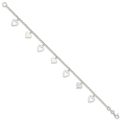 7.5 Zoll Sterlingsilber Poliert Herz Armband