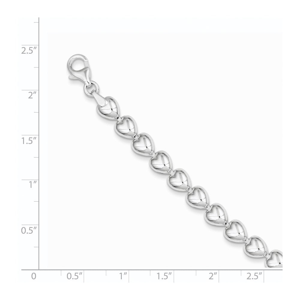 7.5 Zoll Sterlingsilber Poliert Herz Armband
