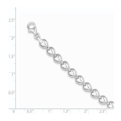7.5 Zoll Sterlingsilber Poliert Herz Armband