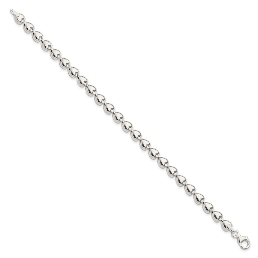 7.5 Zoll Sterlingsilber Poliert Herz Armband