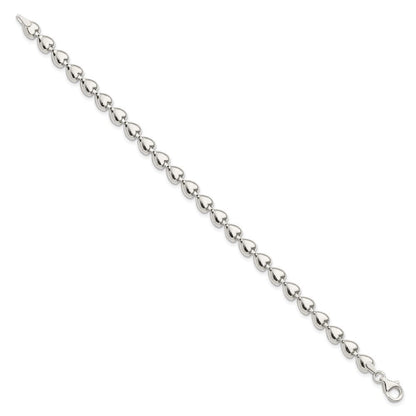 7.5 Zoll Sterlingsilber Poliert Herz Armband