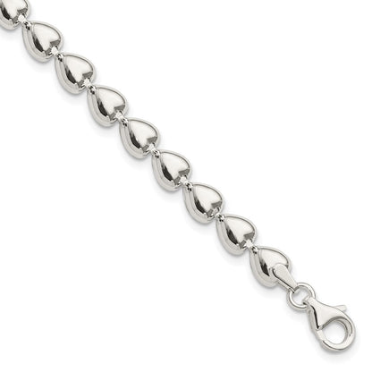 7.5 Zoll Sterlingsilber Poliert Herz Armband