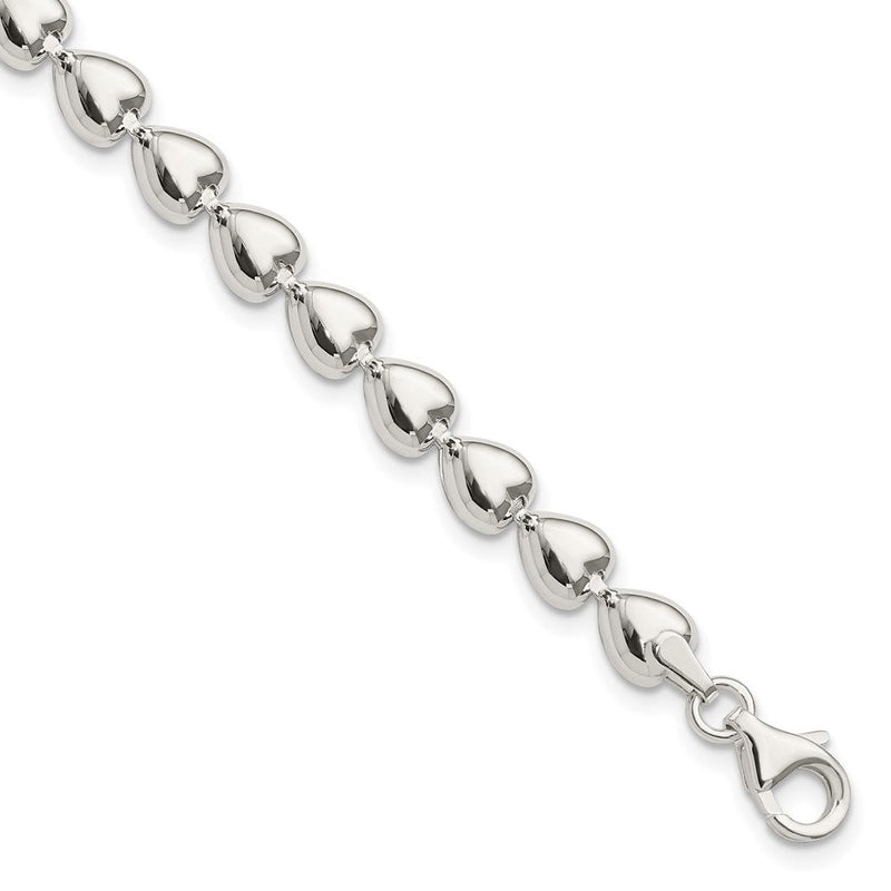 7.5 Zoll Sterlingsilber Poliert Herz Armband