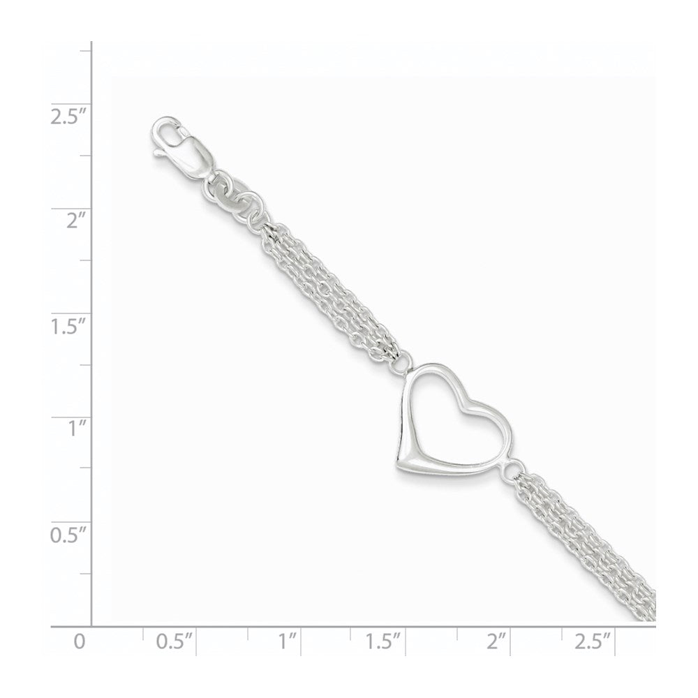 7.5 Zoll Sterlingsilber Herz Armband