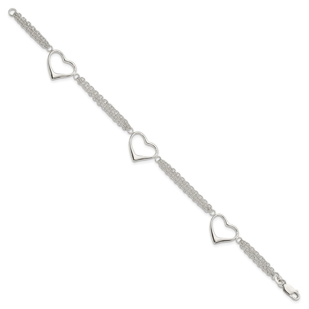 7.5 Zoll Sterlingsilber Herz Armband