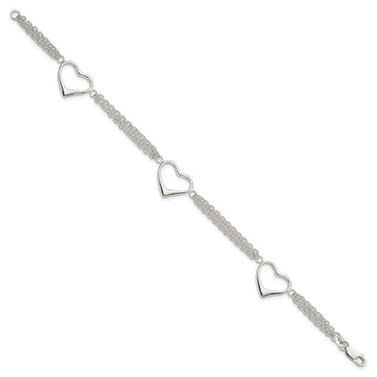 7.5 Zoll Sterlingsilber Herz Armband