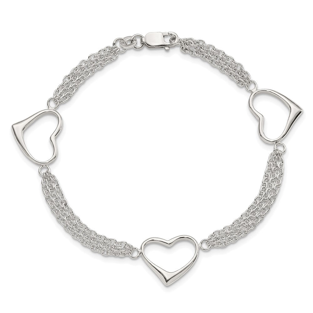 7.5 Zoll Sterlingsilber Herz Armband