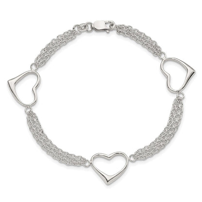 7.5 Zoll Sterlingsilber Herz Armband