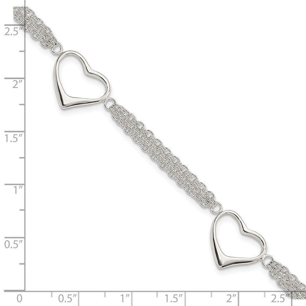7.5 Zoll Sterlingsilber Herz Armband