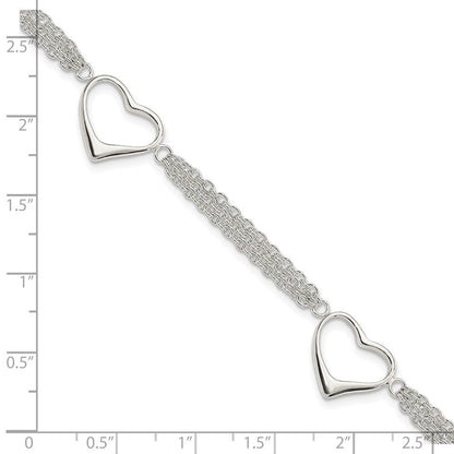 7.5 Zoll Sterlingsilber Herz Armband