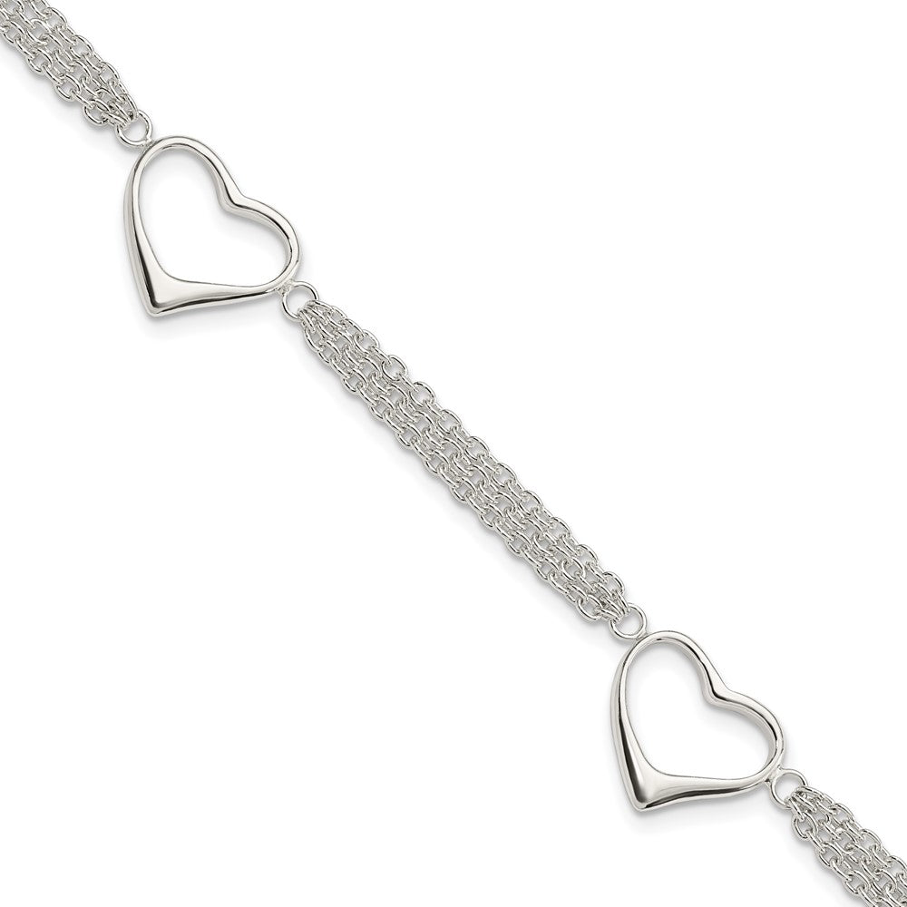 7.5 Zoll Sterlingsilber Herz Armband