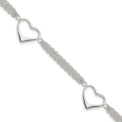 7.5 Zoll Sterlingsilber Herz Armband