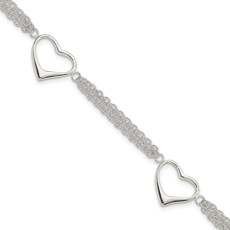 7.5 Zoll Sterlingsilber Herz Armband