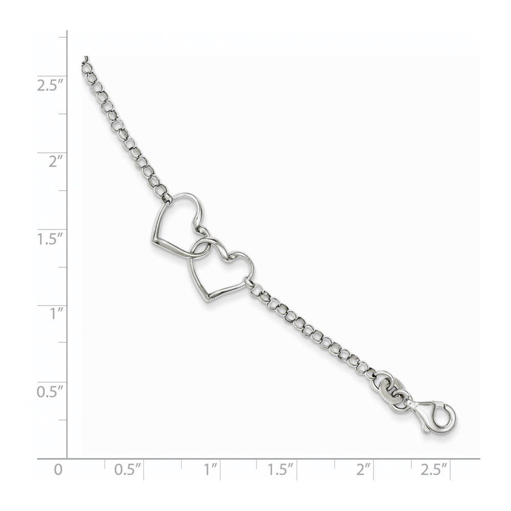 7.25 Zoll Sterlingsilber Rhodiniert Herz Armband