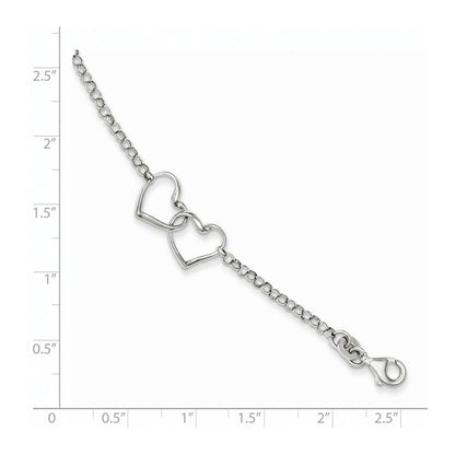 7.25 Zoll Sterlingsilber Rhodiniert Herz Armband