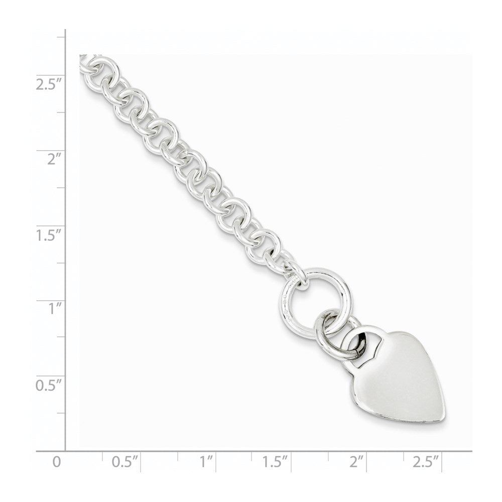 7.5 Zoll Sterlingsilber Poliert Herz Armband